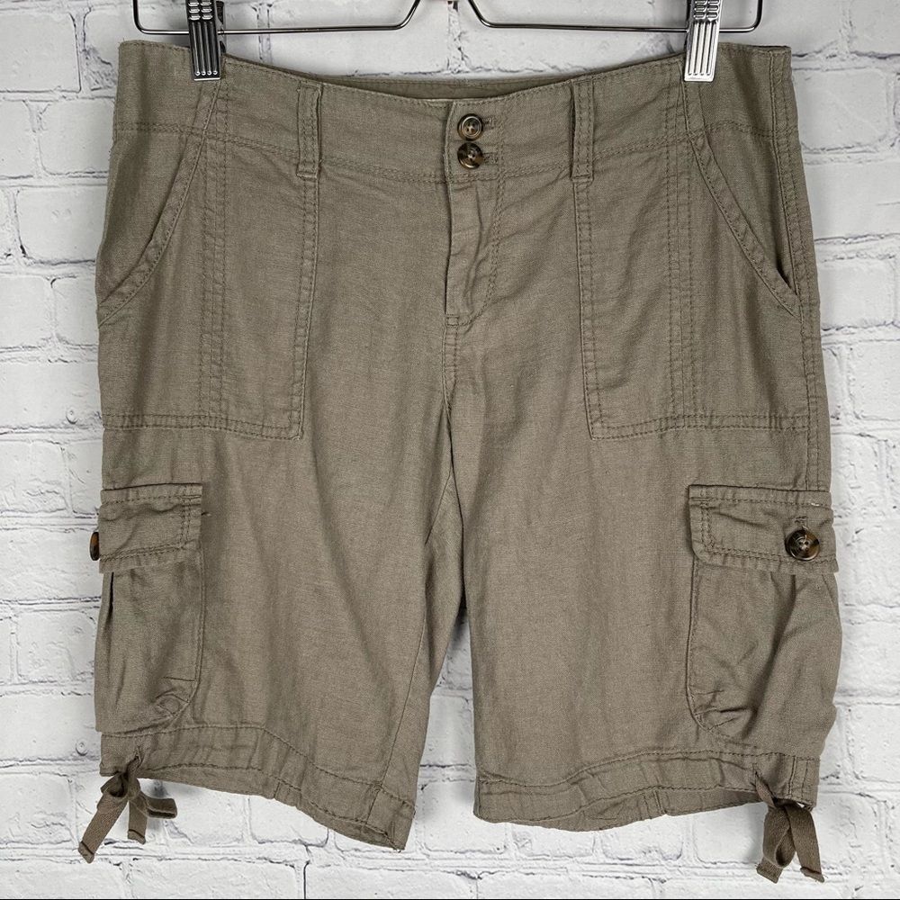 OLD NAVY grey / brown linen cargo shorts - size 4